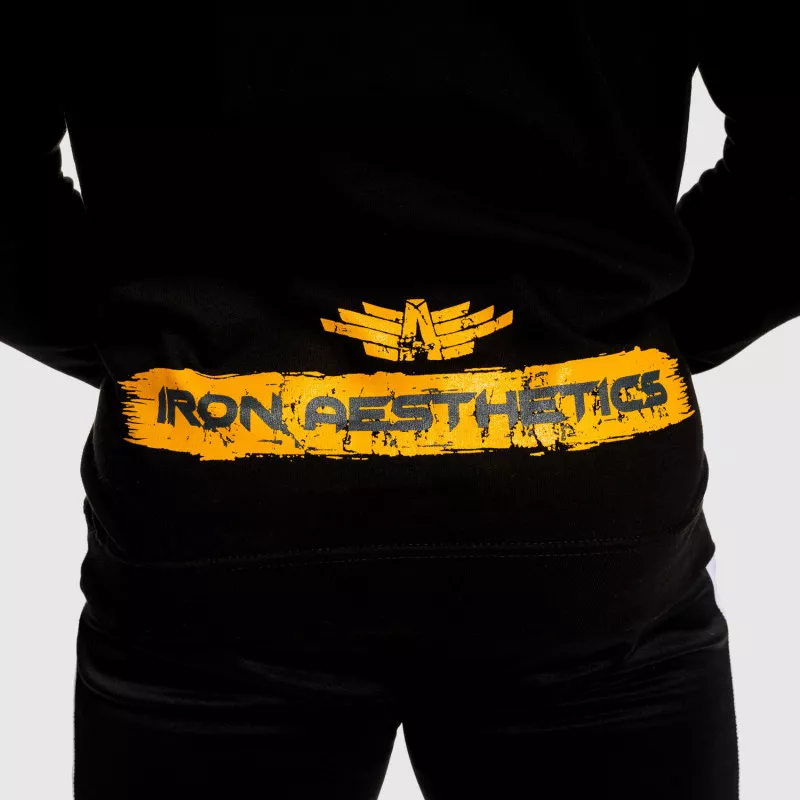 Hanorac fitness fără fermoar Iron Aesthetics Force, negru-5