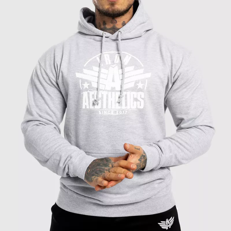 Hanorac fitness fără fermoar Iron Aesthetics Force, gri-3