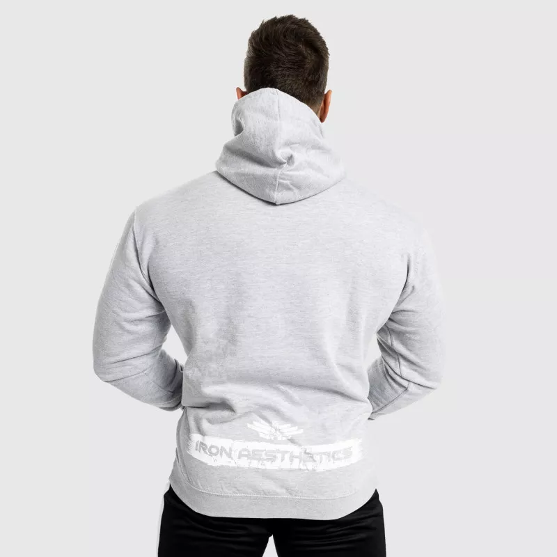 Hanorac fitness fără fermoar Iron Aesthetics Force, gri-4