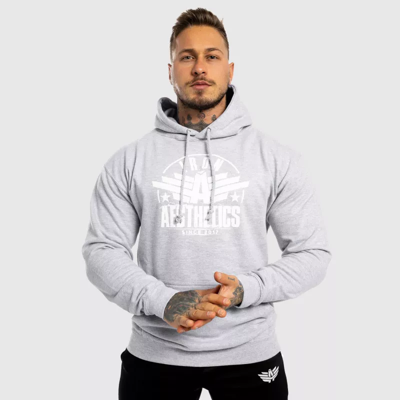 Hanorac fitness fără fermoar Iron Aesthetics Force, gri-1
