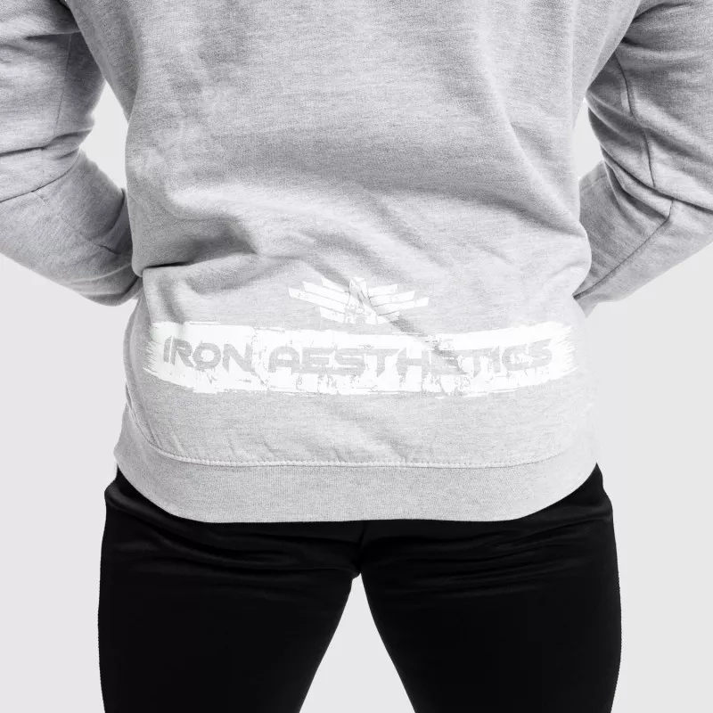 Hanorac fitness fără fermoar Iron Aesthetics Force, gri-7