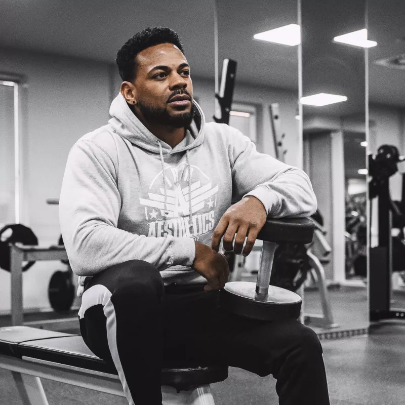 Hanorac fitness fără fermoar Iron Aesthetics Force, gri-2