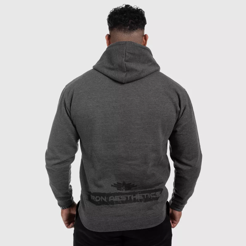 Hanorac sport fără fermoar Iron Aesthetics Force, CharcoalGrey-2