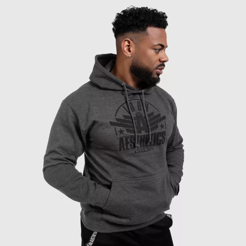 Hanorac sport fără fermoar Iron Aesthetics Force, CharcoalGrey-3