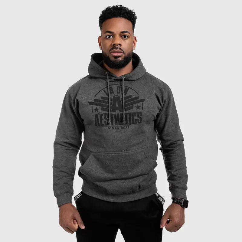 Hanorac sport fără fermoar Iron Aesthetics Force, CharcoalGrey-7