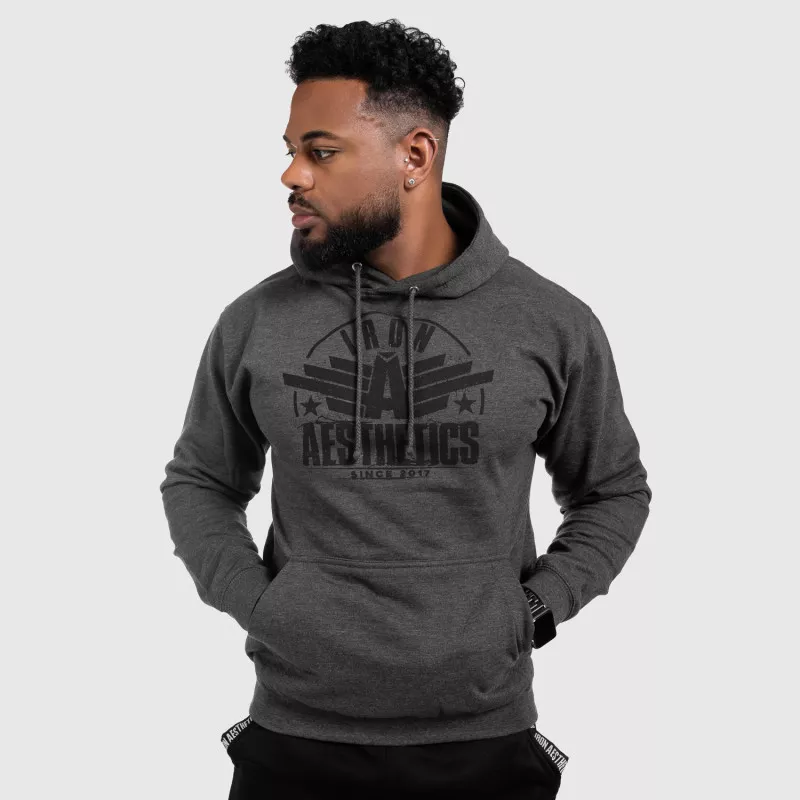 Hanorac sport fără fermoar Iron Aesthetics Force, CharcoalGrey-8