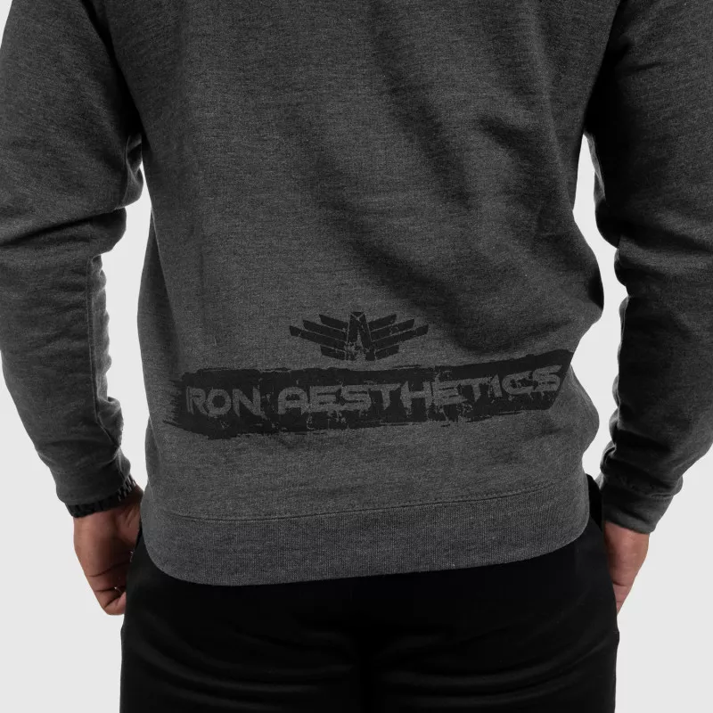Hanorac sport fără fermoar Iron Aesthetics Force, CharcoalGrey-10