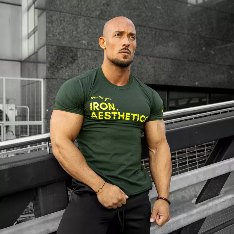 Tricou fitness pentru bărbați Iron Aesthetics Be Stronger, verde-2