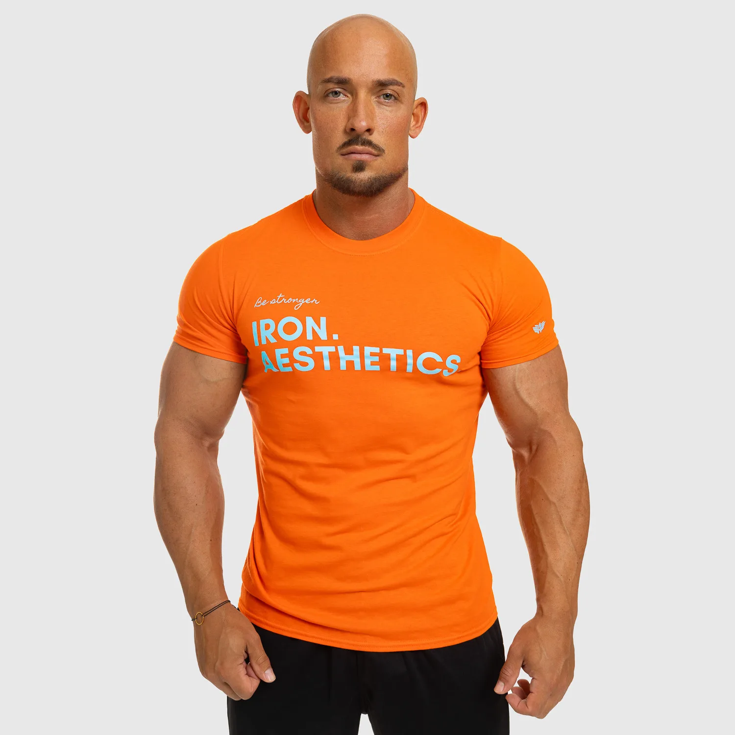 Tricou fitness pentru bărbați Iron Aesthetics Be Stronger, portocaliu-1