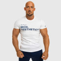 Tricou fitness pentru bărbați Iron Aesthetics Be Stronger, alb
