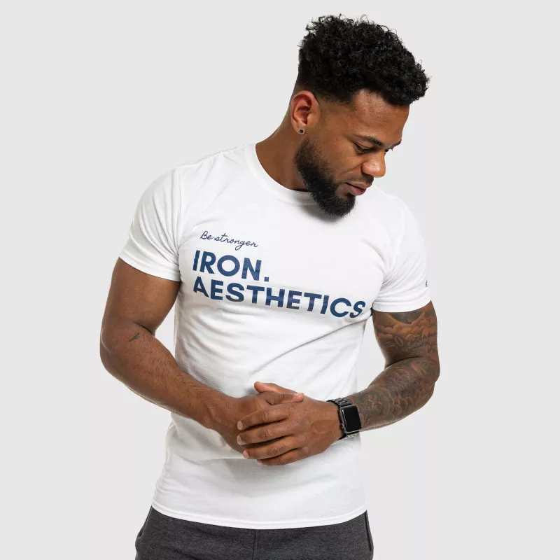 Tricou fitness pentru bărbați Iron Aesthetics Be Stronger, alb-8