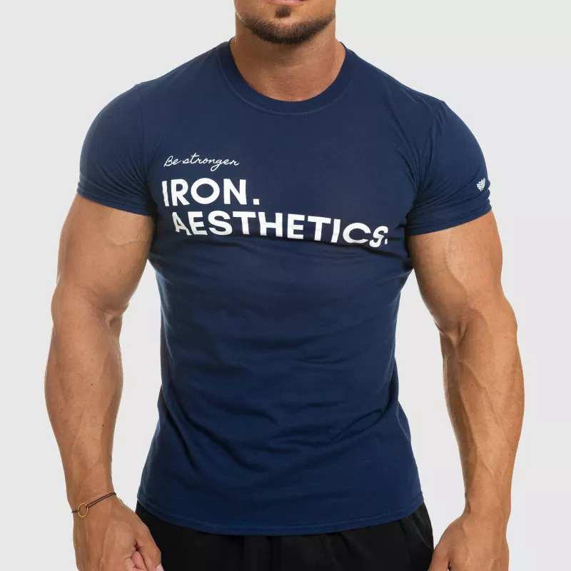 Tricou fitness pentru bărbați Iron Aesthetics Be Stronger, albastru-2