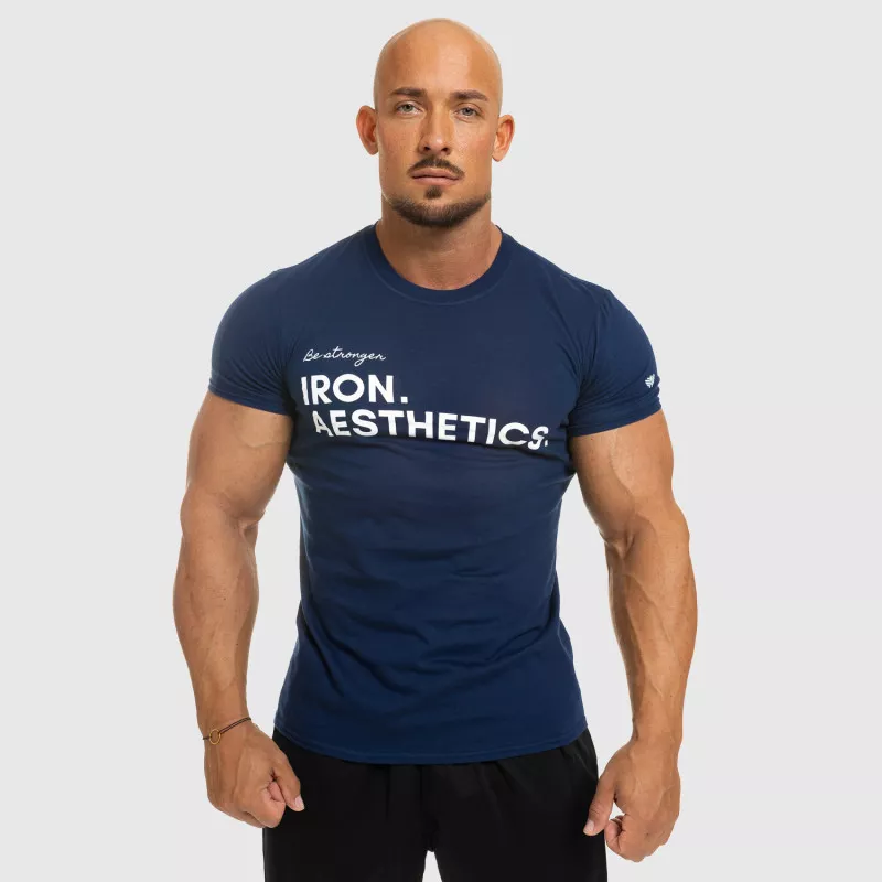 Tricou fitness pentru bărbați Iron Aesthetics Be Stronger, albastru-1