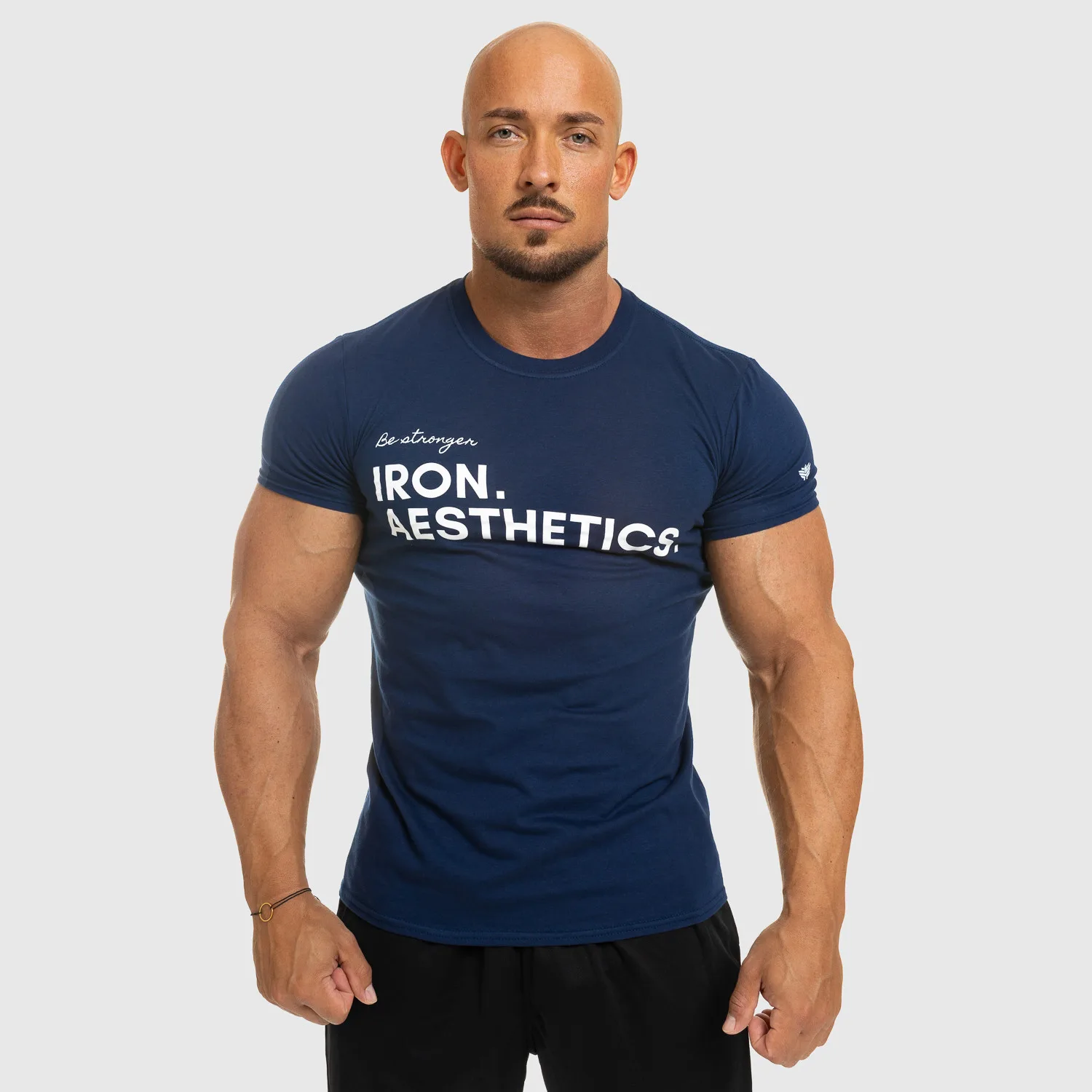 Tricou fitness pentru bărbați Iron Aesthetics Be Stronger, albastru-1
