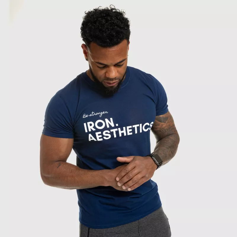 Tricou fitness pentru bărbați Iron Aesthetics Be Stronger, albastru-12