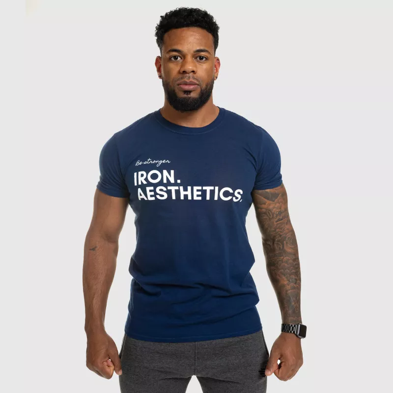 Tricou fitness pentru bărbați Iron Aesthetics Be Stronger, albastru-13