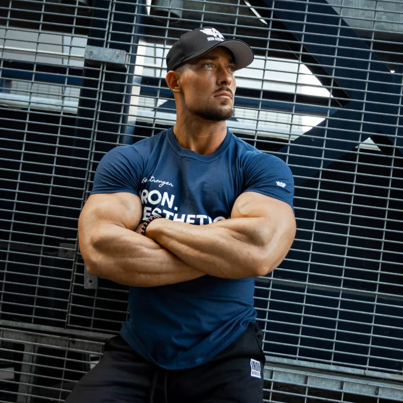Tricou fitness pentru bărbați Iron Aesthetics Be Stronger, albastru-4