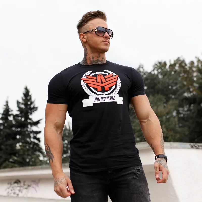 Tricou fitness pentru bărbați Iron Aesthetics Triumph, negru-4