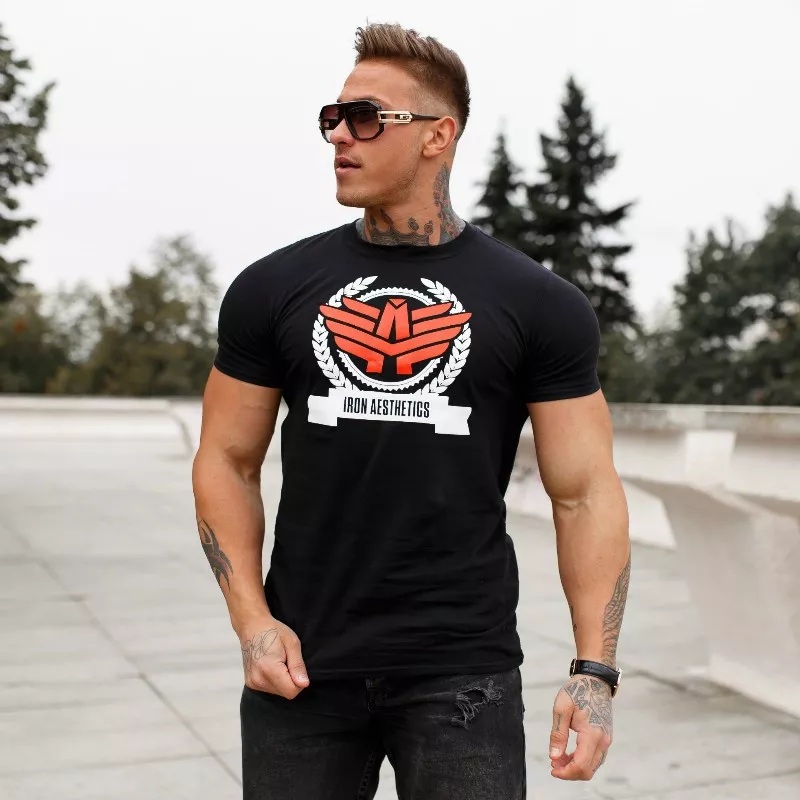 Tricou fitness pentru bărbați Iron Aesthetics Triumph, negru-1