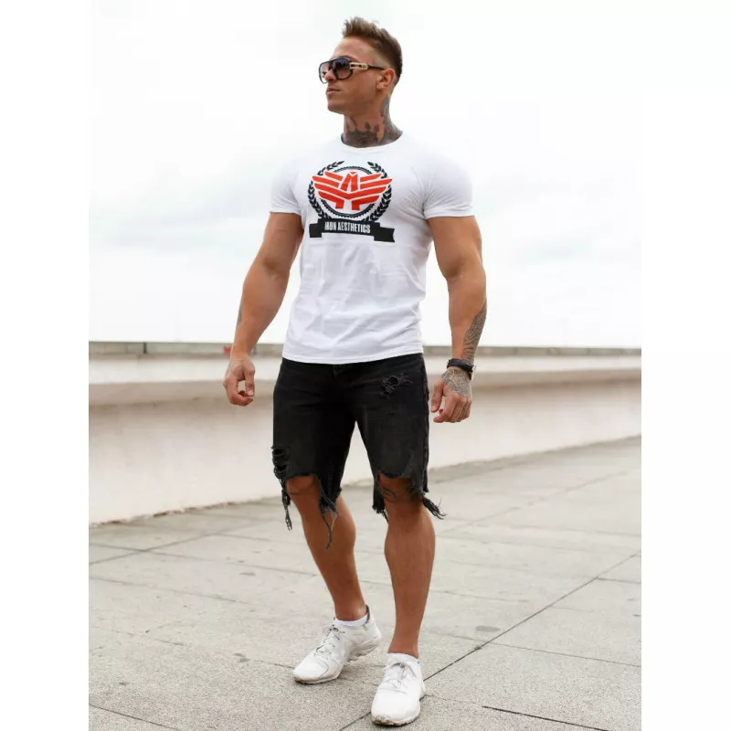 Tricou fitness pentru bărbați Iron Aesthetics Triumph, alb-4