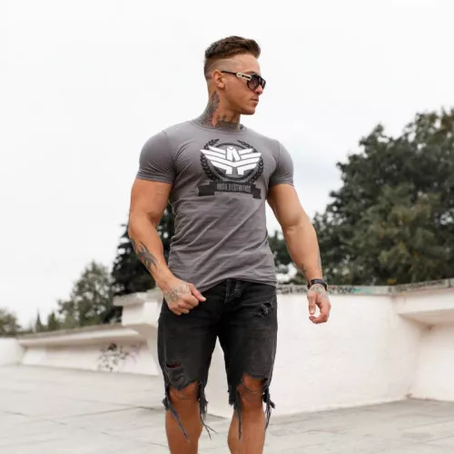 Tricou fitness pentru bărbați Iron Aesthetics Triumph, gri