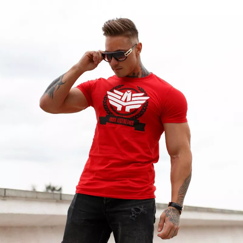 Tricou fitness pentru bărbați Iron Aesthetics Triumph, roșu-3
