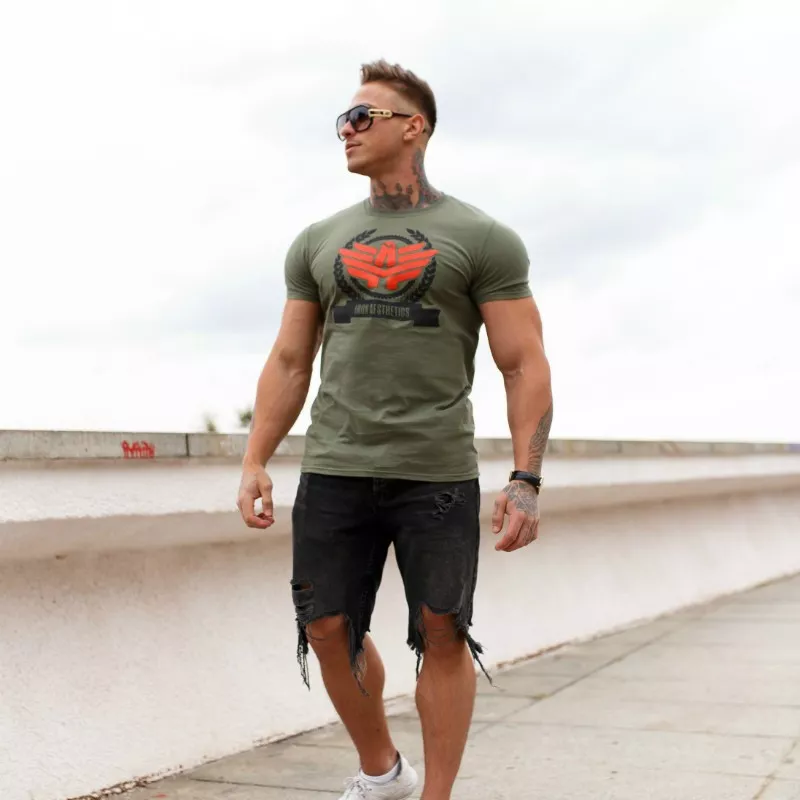 Tricou fitness pentru bărbați Iron Aesthetics Triumph, verde armată-2