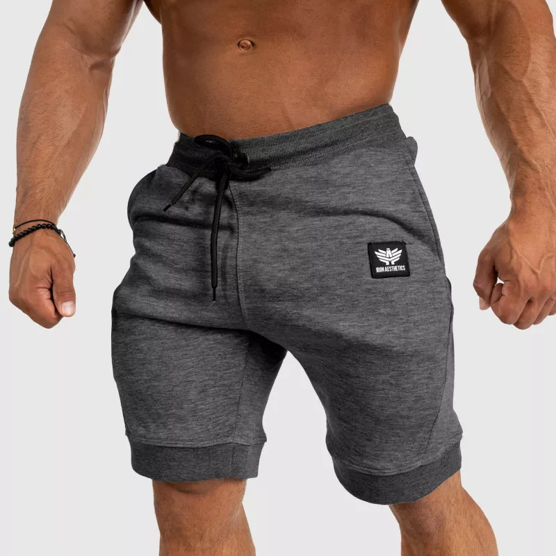 Pantaloni scurți de trening pentru bărbați Iron Aesthetics Badge, gri închis-2
