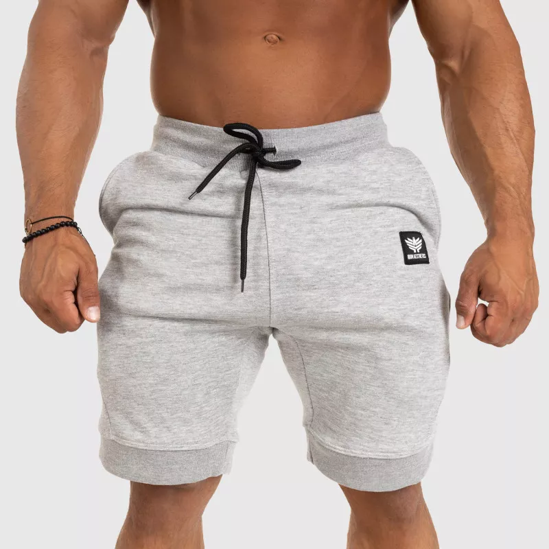 Pantaloni scurți de trening pentru bărbați Iron Aesthetics Badge, gri deschis-4