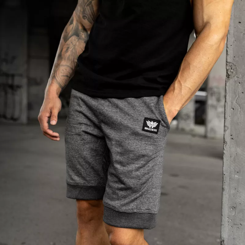 Pantaloni scurți de trening pentru bărbați Iron Aesthetics Badge, gri închis-3