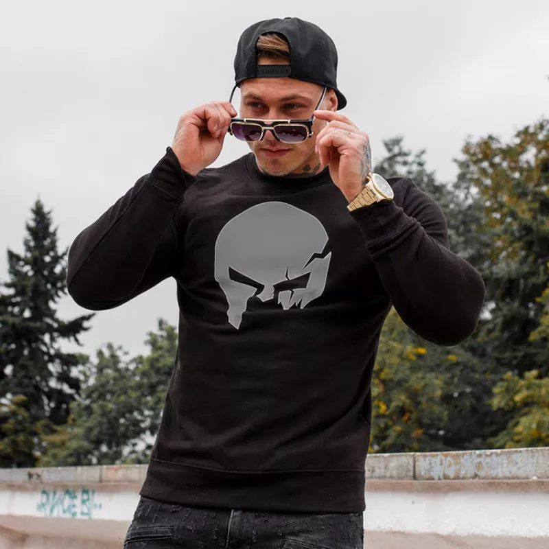 Hanorac fără glugă Iron Aesthetics SKULL, B&G-3