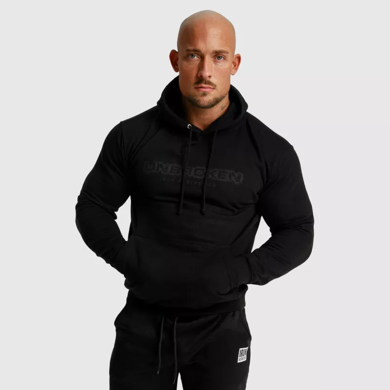 Hanorac fitness fără fermoar Iron Aesthetics Unbroken, negru-1