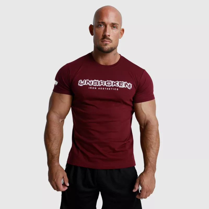 Tricou fitness pentru bărbați Iron Aesthetics Unbroken, vișiniu-1