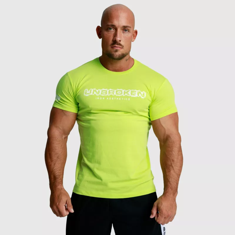 Tricou fitness pentru bărbați Iron Aesthetics Unbroken, verde lime-1