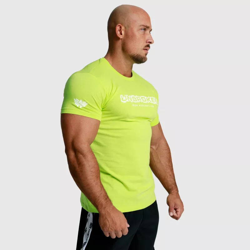 Tricou fitness pentru bărbați Iron Aesthetics Unbroken, verde lime-6