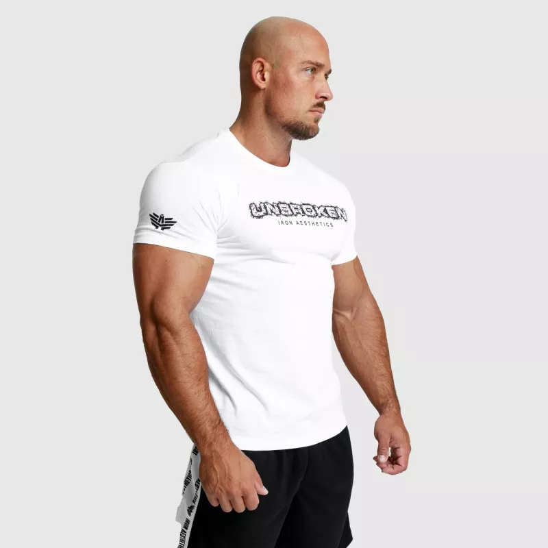 Tricou fitness pentru bărbați Iron Aesthetics Unbroken, alb-6