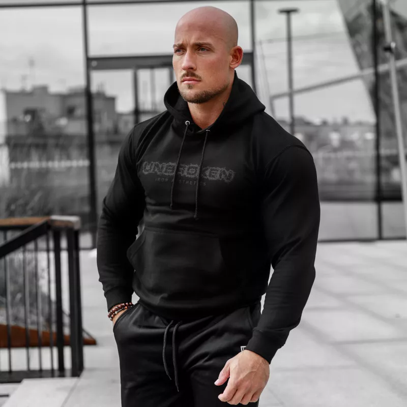 Hanorac fitness fără fermoar Iron Aesthetics Unbroken, negru-2