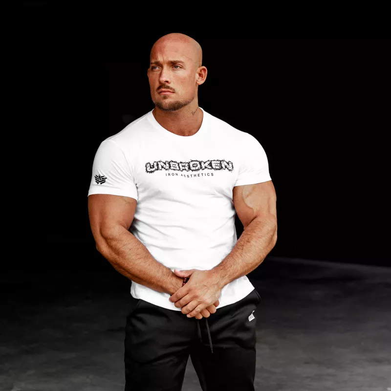 Tricou fitness pentru bărbați Iron Aesthetics Unbroken, alb-2