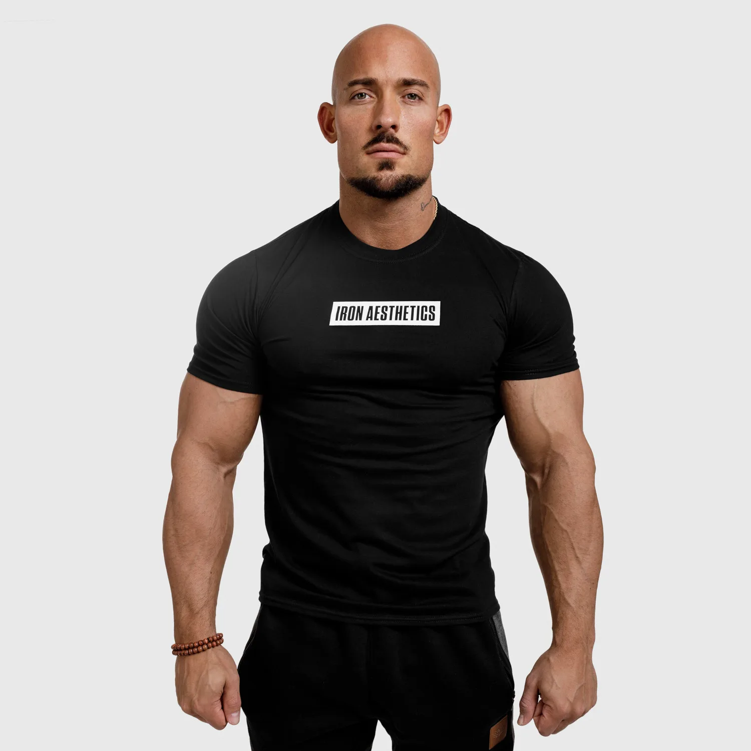 Tricou fitness pentru bărbați Iron Aesthetics Boxed, negru-1