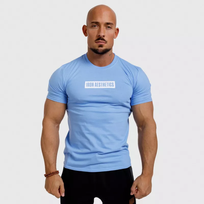 Tricou fitness pentru bărbați Iron Aesthetics Boxed, albastru-1