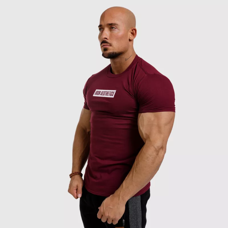 Tricou fitness pentru bărbați Iron Aesthetics Boxed, vișiniu-3