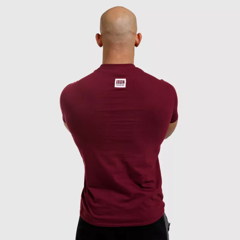 Tricou fitness pentru bărbați Iron Aesthetics Boxed, vișiniu-4