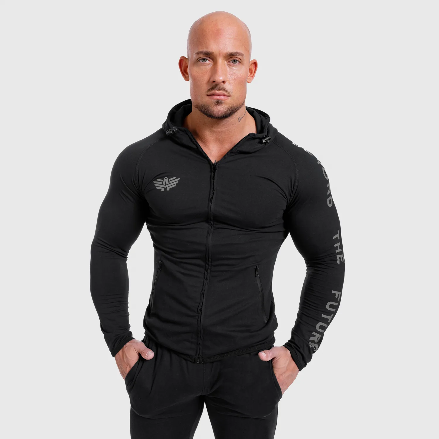 Hanorac Slim Fit pentru bărbați Beyond the Future, negru-1