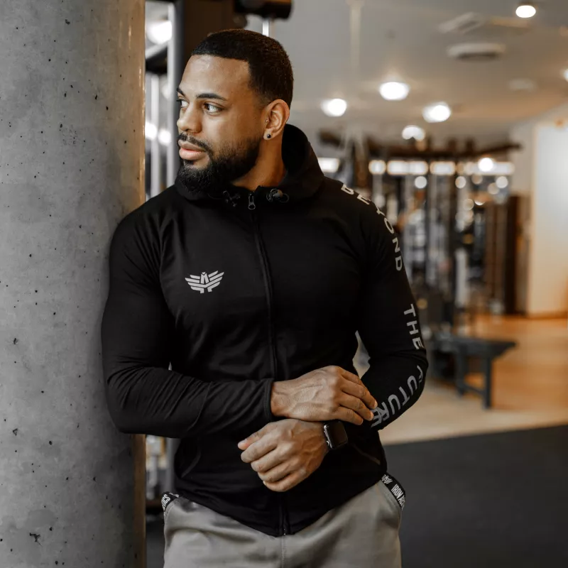 Hanorac Slim Fit pentru bărbați Beyond the Future, negru-2