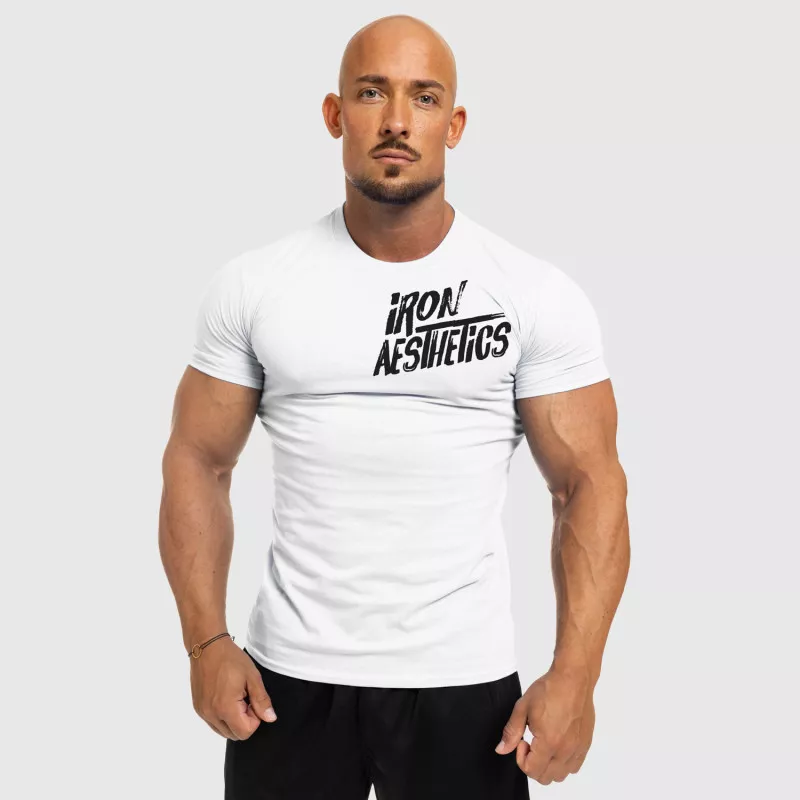 Tricou fitness pentru bărbați Iron Aesthetics Splash, alb-1