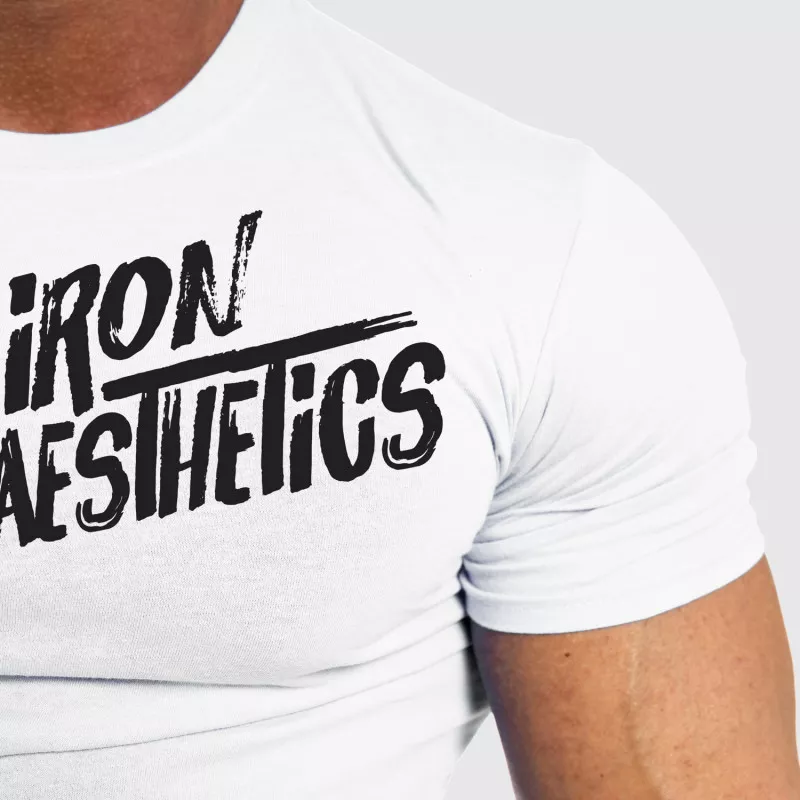 Tricou fitness pentru bărbați Iron Aesthetics Splash, alb-2