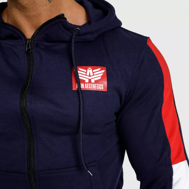Hanorac cu glugă și fermoar Iron Aesthetics Tricolora, navy-4