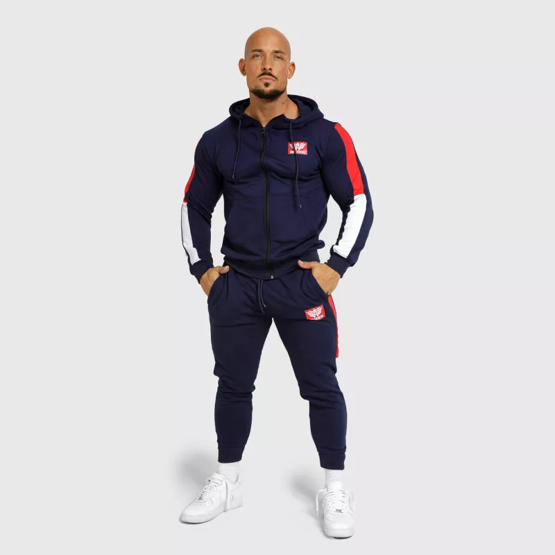 Hanorac cu glugă și fermoar Iron Aesthetics Tricolora, navy-8
