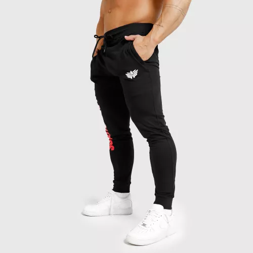 Pantaloni de trening Jogger Iron Aesthetics Vertical, negri-roșii - PRODUS DEFECT