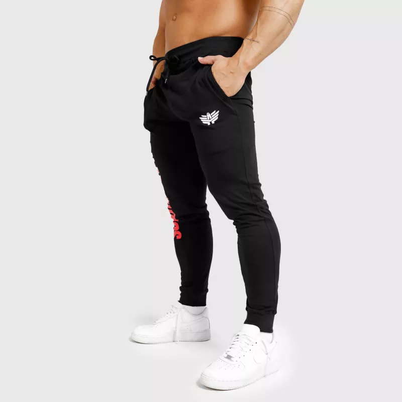 Pantaloni de trening Jogger Iron Aesthetics Vertical, negri-roșii - PRODUS DEFECT-2